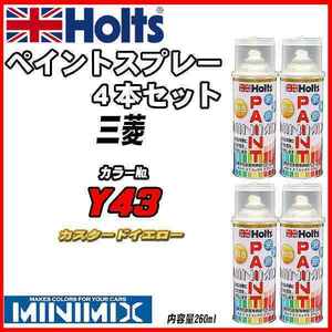 ペイントスプレー 4本セット 三菱 Y43 カスタードイエロー Holts MINIMIX