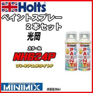 ペイントスプレー 上塗り2本/下塗り2本セット 光岡 NH624P プレミアムホワイトP Holts MINIMIX