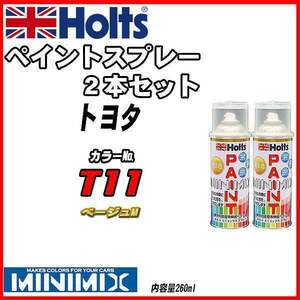 ペイントスプレー 2本セット トヨタ T11 ベージュM Holts MINIMIX