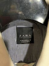 ZARA COLLECTION ザラコレクション　トルコ製　紺ギンガムチェック切替　マチ付き　半袖 ポロシャツ　M 白_画像4