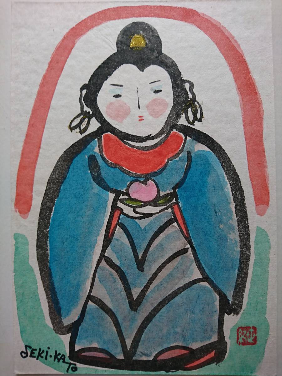 National Art Association Kato Seiki, Buddha 1, Hand-drawn original artwork, Mixed Media, One point thing, Peaches to ward off evil spirits, Certificate and frame included, Painting, Oil painting, Portraits