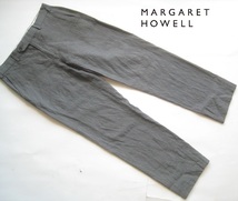 高級日本製!!マーガレットハウエル MARGARET HOWELL*麻26% 美シルエット リネンウールパンツ M グレー MHL._画像1