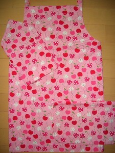 * hand made apron 3 point set 140 rom and rear (before and after) cherry pattern pink *