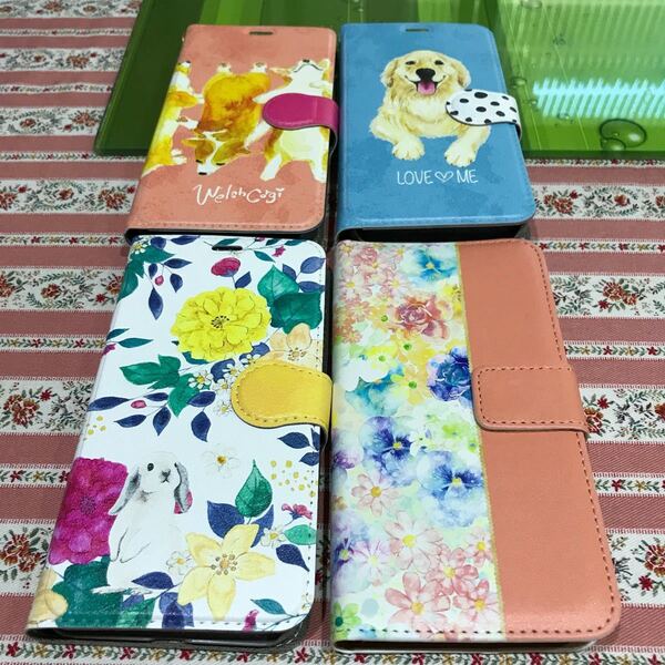 iPhoneケース X/XS 手帳型 犬 うさぎ 花