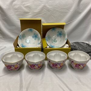 桜柄小皿 桜柄煎茶碗 茶托付き