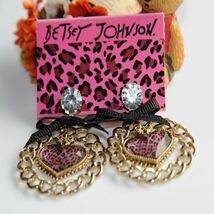 新品 ゴスロリ小悪魔姫系アンティーク調可愛いリボン豹柄ハートピアス BETSEY JOHNSON　レオパード_画像3