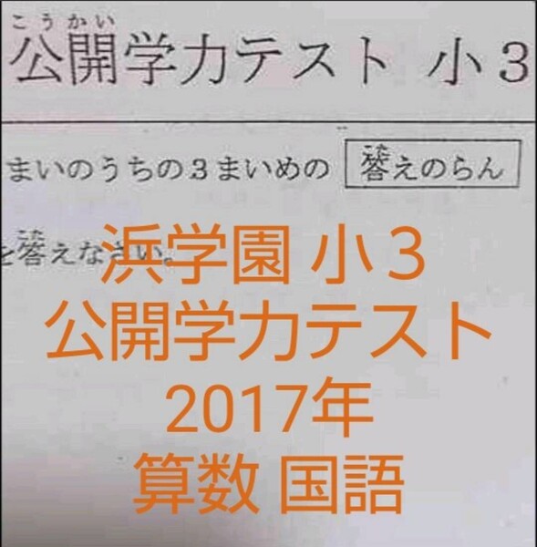 浜学園　小３　2017年　公開学力テスト　算数　国語