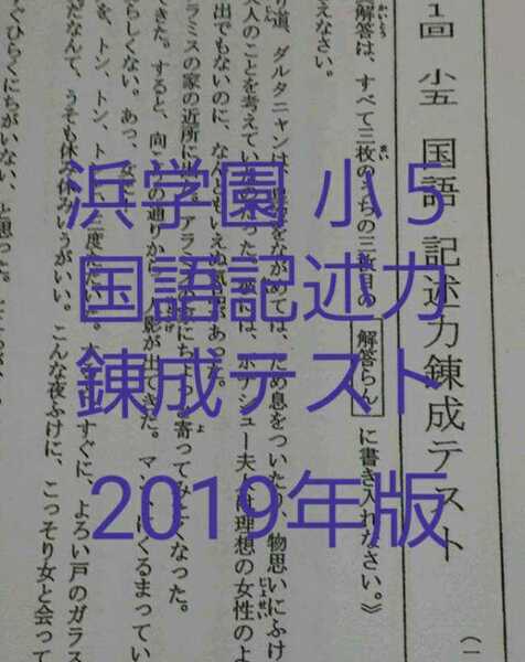 浜学園　小５　2019年　国語記述力錬成テスト　中学受験　難関　最難関