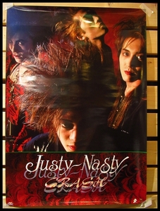 P91 ② 送料無料 希少 80s 90s 当時物 JUSTY NASTY ジャスティナスティ 2nd アルバム CRASH 告知 販促 店舗 ポスター 51.5×73cm B2サイズ