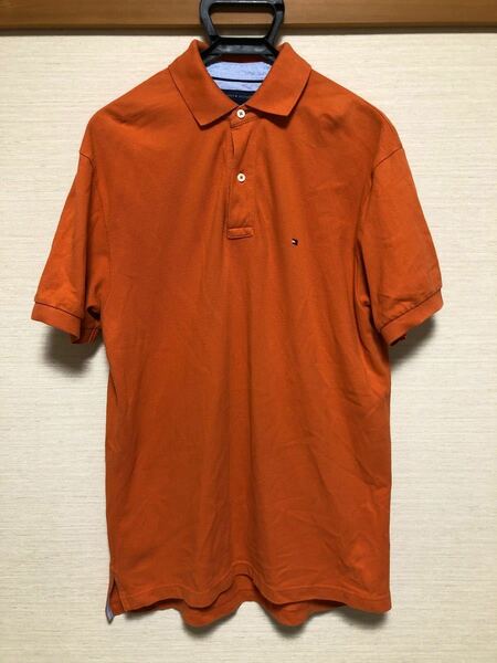トミーヒルフィガー　鹿の子ポロシャツ　オレンジ　メンズL（US M）