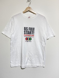 希少レア USA製 anvil BS FUJI START! 01 DECEMBER 2000 半袖Tシャツ 白 ホワイト M フジテレビ ロゴ プリント