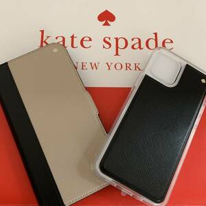送料無料！KATE SPADE高級レザー2色カラー便利な手帳型と単品使いPhone12MINI　定価12100円
