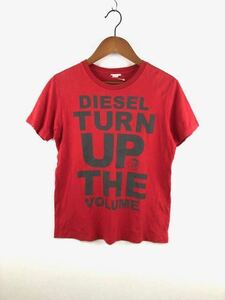 DIESEL ディーゼル 半袖Tシャツ レッド レディース プリントTシャツ カジュアル XSサイズ 小さいサイズ 赤 ロゴ