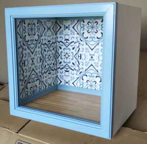  doll case * doll house ( small size * light blue blue series pattern attaching wallpaper )