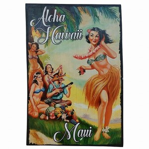 フラダンス Aloha Hawaii Maui アンティーク調 ハワイアンサインボード 壁掛けレリーフ 看板 21X31【メール便OK】YSA-350540