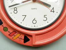 陶器の壁掛け時計　マット　赤ピンク　ドイツ製　ビンテージ　レトロ　インテリア　雑貨_画像3