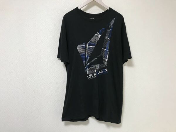 本物ボルコムVOLCOMブランドロゴプリントコットン半袖Tシャツ黒ブラック旅行トラベルビジネスメンズLメキシコ製ストリートスケーター