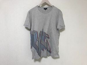 本物ランバンLANVINプリントコットン半袖Tシャツライトグレー旅行トラベルビジネスメンズXSイタリア製