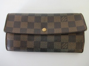 BBH1★ルイ・ヴィトン/LOUIS VUITTON 2つ折り長財布 6ポケット 旧型 廃番 ポルトフォイユ・サラ N61734 ダミエ 製造番号CA0036