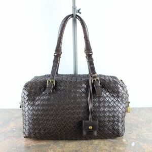 BOTTEGA VENETA MESH LEATHER BOSTON BAG MADE IN ITALY/ボッテガヴェネタイントレチャートレザーボストンバッグ