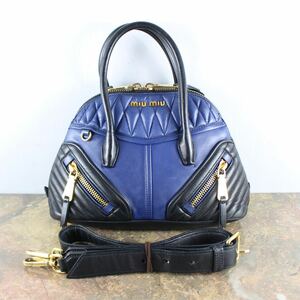 MIU MIU BIKER NAPPA LEATHER BICOLOR 2WAY SHOULDER BAG/ミュウミュウバイカーナッパレザーバイカラー2wayショルダーバッグ