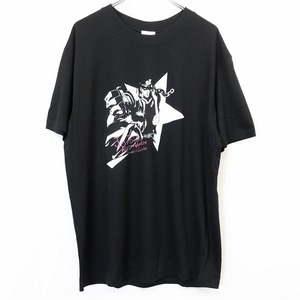 ジョジョの奇妙な冒険 The Animation - F メンズ Tシャツ カットソー スターダストクルセイダース アニメ 丸首 半袖 綿100% ブラック 黒