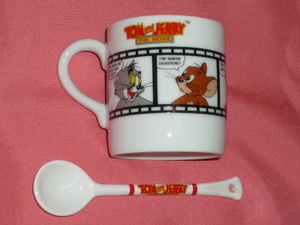  очень редкий!1995 год TOM&JERRY Tom & Jerry герой керамика производства кружка & ложка *