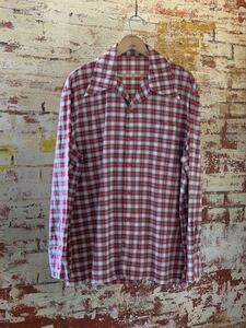 40s OMBRE CHECK OPEN COLLAR SHIRT ヴィンテージ ビンテージ オンブレチェック オープンカラーシャツ 開襟シャツ 30s ボックスシャツ