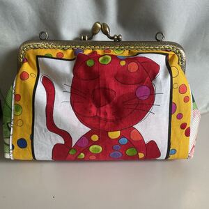 ロラライハリス がま口通帳ポーチ ネコちゃん ハンドメイド