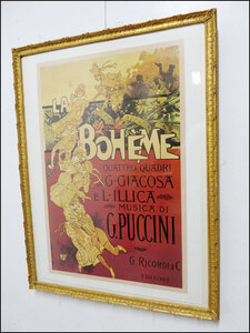 ■得々■ビンテージ/La boheme/額付きポスター/ジャコモ・プッチーニ/4幕オペラ/アドルフォ・ホーエンシュタイン////
