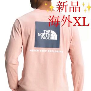 ★新品★ The North Face ボックスロゴ 長袖 ロンT ピンク XL ノースフェイス ビッグロゴ ハーフドーム 人気