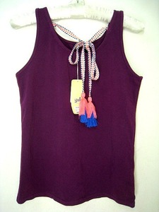  unused tea i is neAminaaminayulyuru wonderful colorful fringe halter-neck tank top Cami purple purple ethnic free 