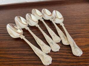  britain Vintage King s pattern * silver plating made grapefruit spoon 13.8cm 6ps.@/ monogram equipped /451-4