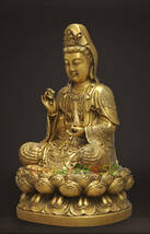 「仏教法具 寺院用仏具」観自在菩薩 観音菩薩立像 仏像 真鍮製 仏教美術 高さ28cm_画像4