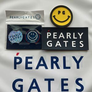 送料無料PEARLY GATESパーリーゲイツPGコインマグネットマーカー2個(完売)ノベルティーシリコンステッカーPGニコスマイル(希少セット)新品