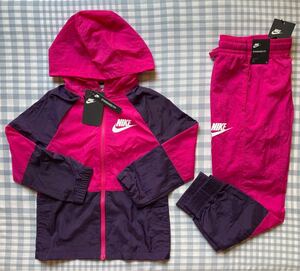 NIKE ナイキ 子供ジュニア スポーツウェア トラックスーツ 上下セット140 フルジップパーカーとクールなナイロン製パンツ