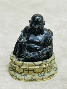 時代 仏教美術 根付 置物 坊主 黒檀 木製 木彫り 小さい 骨董