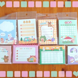 8点セット メモ帳 400枚 くま うさぎ milkjoy 文房具 大人気1