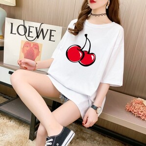 レディース チェリー Tシャツ ホワイト オーバーサイズ KIRSH 韓国1