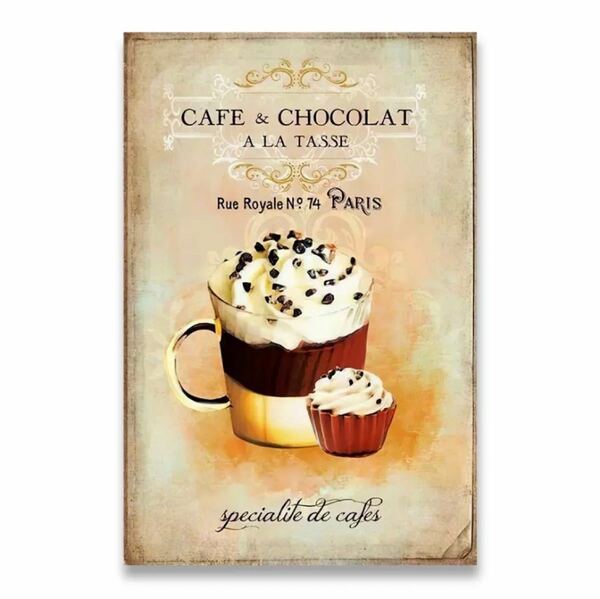 《SALE》A4 海外 カフェ アート 絵画 Chocolate latte アンティーク調