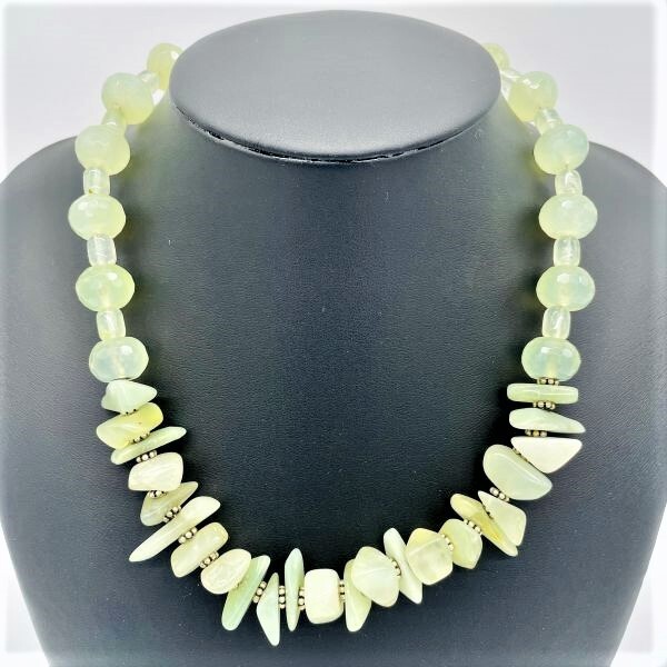 M582*1970s*vintage*グリーンストーン*シルバーネックレス*STERLING*銀925*ジュエリー*ファッション*装飾*アクセサリー*天然石*モダン