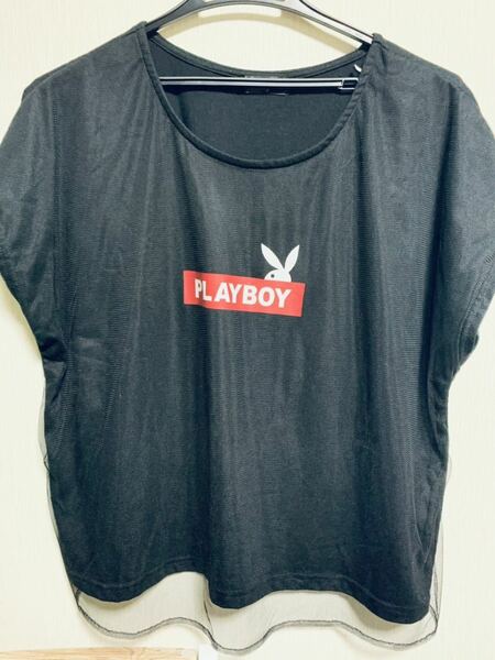 【プレーボーイ】ネット付き半袖Tシャツ♪~3L~PLAYBOY