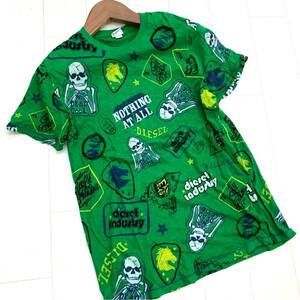G @ 国内正規品 '都会のカジュアルウェア' DIESEL ディーゼル 半袖 ドクロ 髑髏 ロゴ 総柄 Tシャツ SIZE:16 トップス 人気モデル