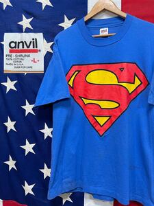 ★90's★USA製★anvil★アンビル★DC Comics★スーパーマン ロゴ★Tシャツ★半袖★ビッグプリント★94年製★アメコミ★古着★vintage★L★