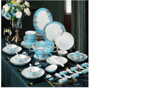 "Jingdezhen-中国の高級ボーンエナメルボウル箸と皿セット,ギフトボックス,１から３ "