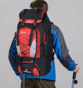 男性の 80L大防水登山ハイキングバックパックキャンプ登山バックパックスポーツアウトドアリュックサックバッグ　１から５