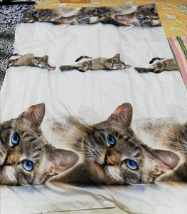  free shipping.!! [ new goods ] cat pattern. . futon cover ( fastener attaching .... type ) single size approximately 196cmX135cm
