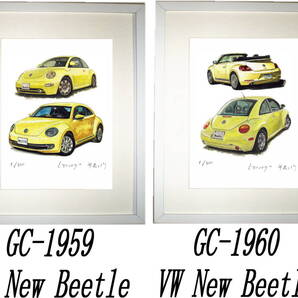 GC-1959ワーゲンビートル・GC-1960 VW New Beetle限定版画300部直筆サイン有額装済●作家 平右ヱ門 希望図柄をお選び下さい。