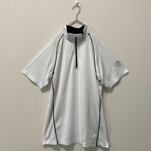 lynx リンクス ゴルフウェア ハーフジップアップ インナー スポーツウェア　Lサイズ　大きいサイズ　ハーフジップシャツ 半袖　白色