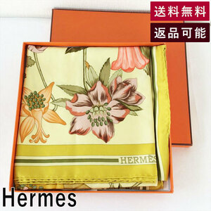 【中古】エルメス Hermes スカーフ 花柄 カレ90 ニキ・グランドリス Flora E0525A003-E0628